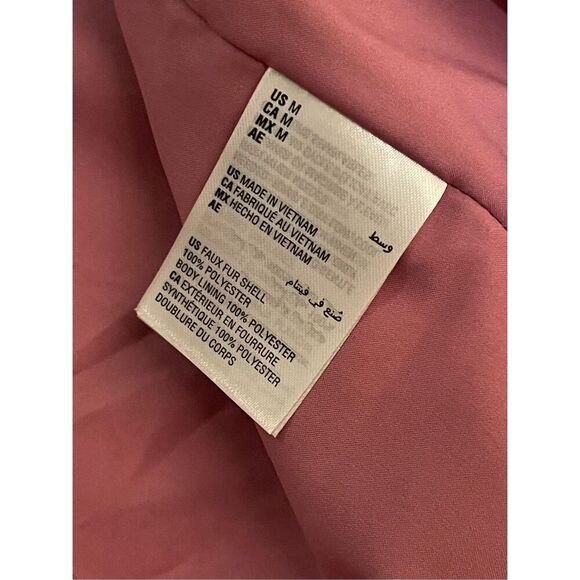 NWOT Bar III Women's M Pink Zebra Print Faux‎ Fur Mid-Length Coat - Picture 6 of 6